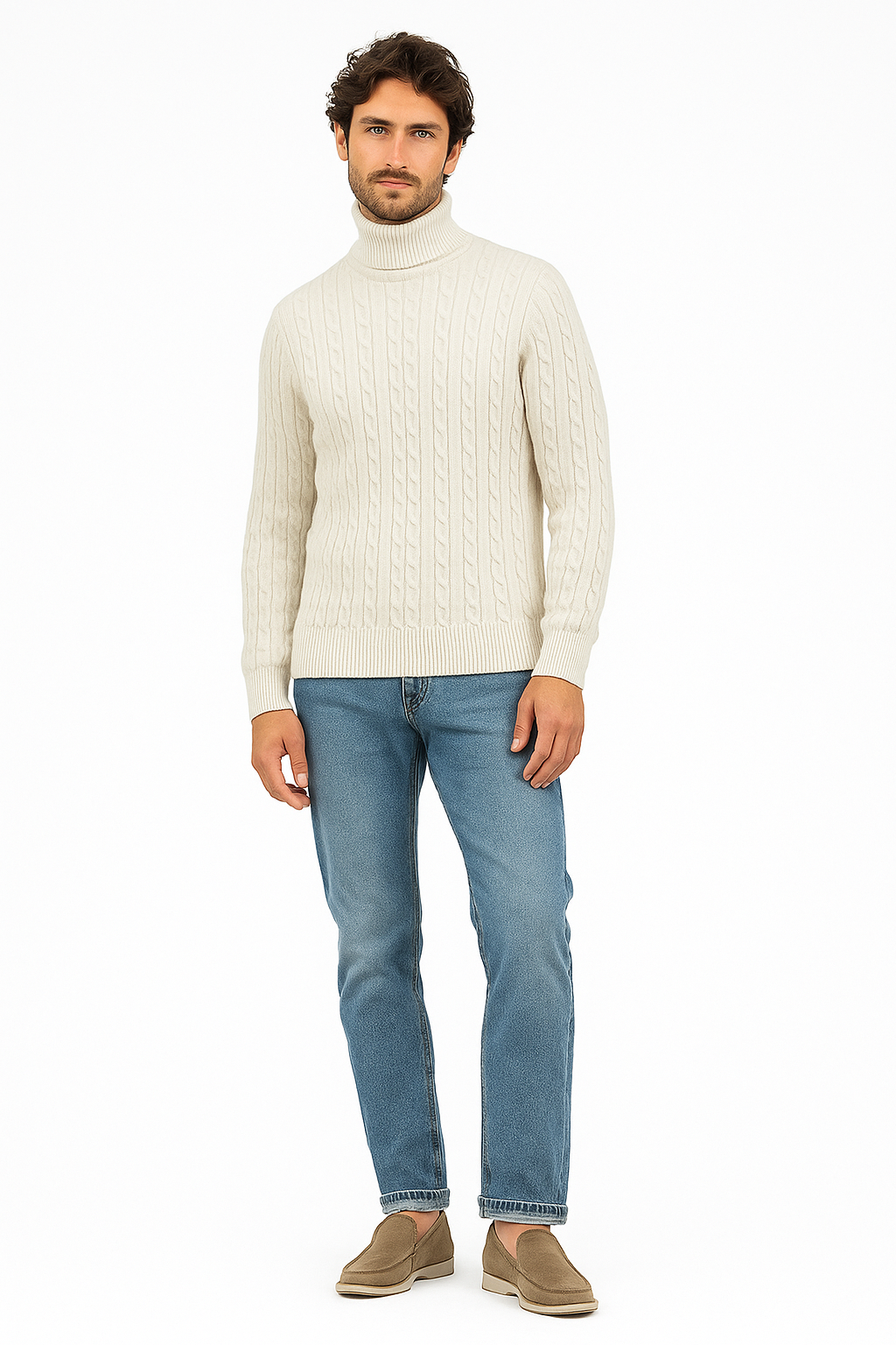 SOVIRA MEN'S POLYESTER ROLL NECK JUMPER